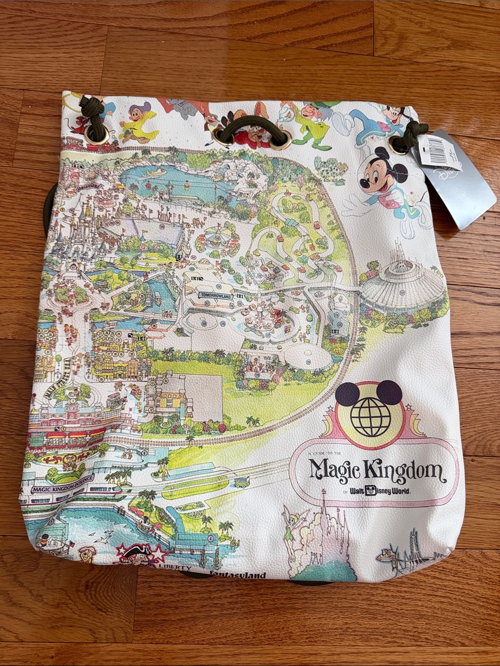 Disney Magic Kingdom Map Drawstring Tote Sling Backpack